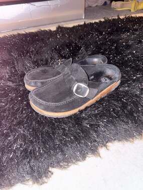 Birkenstock Buckley Suede Leather Moccasin-Style Clog in Black